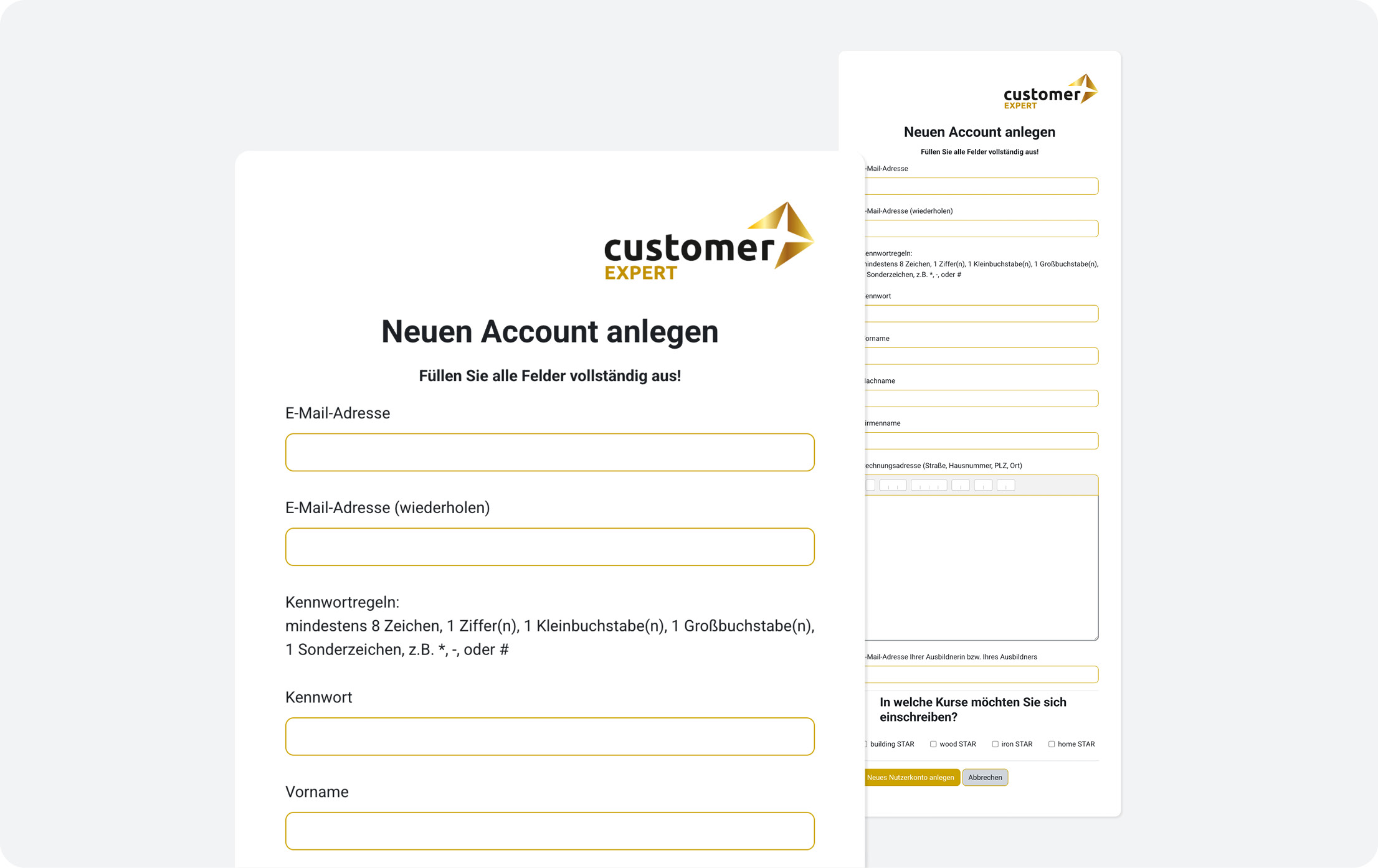 Screenshot Formular zur Selbstregistrierung