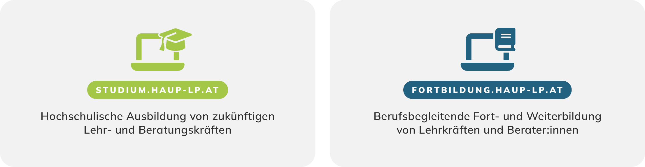 Infografik mit zwei Moodle-Plattformen der HAUP